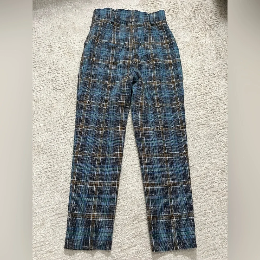 Veronica Beard High Rise Knit Plaid Trouser